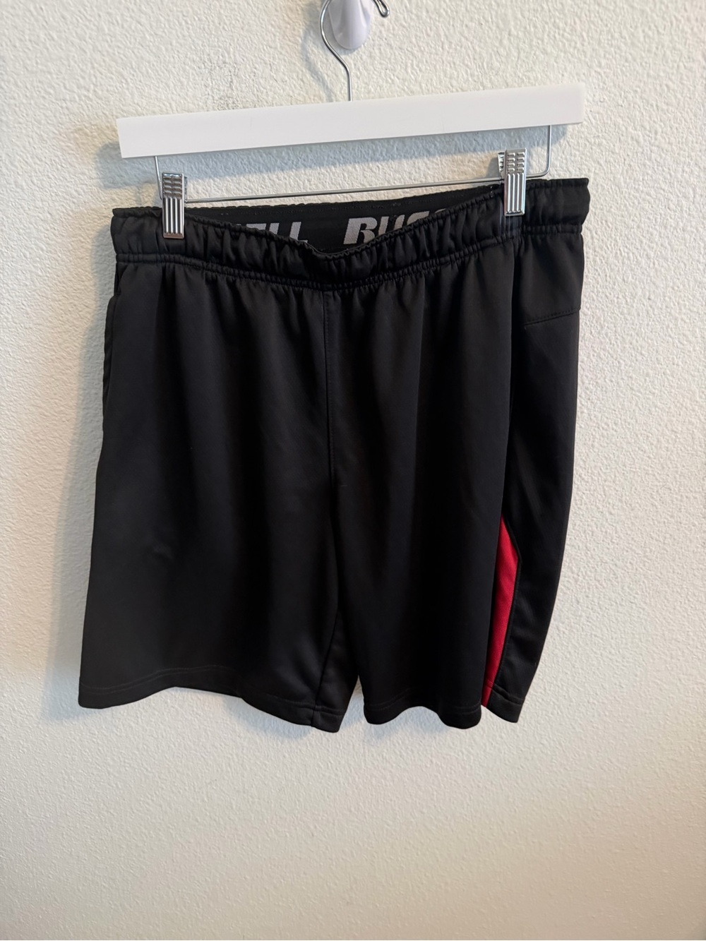 Rusty Black Athletic Shorts with Red Side Panel